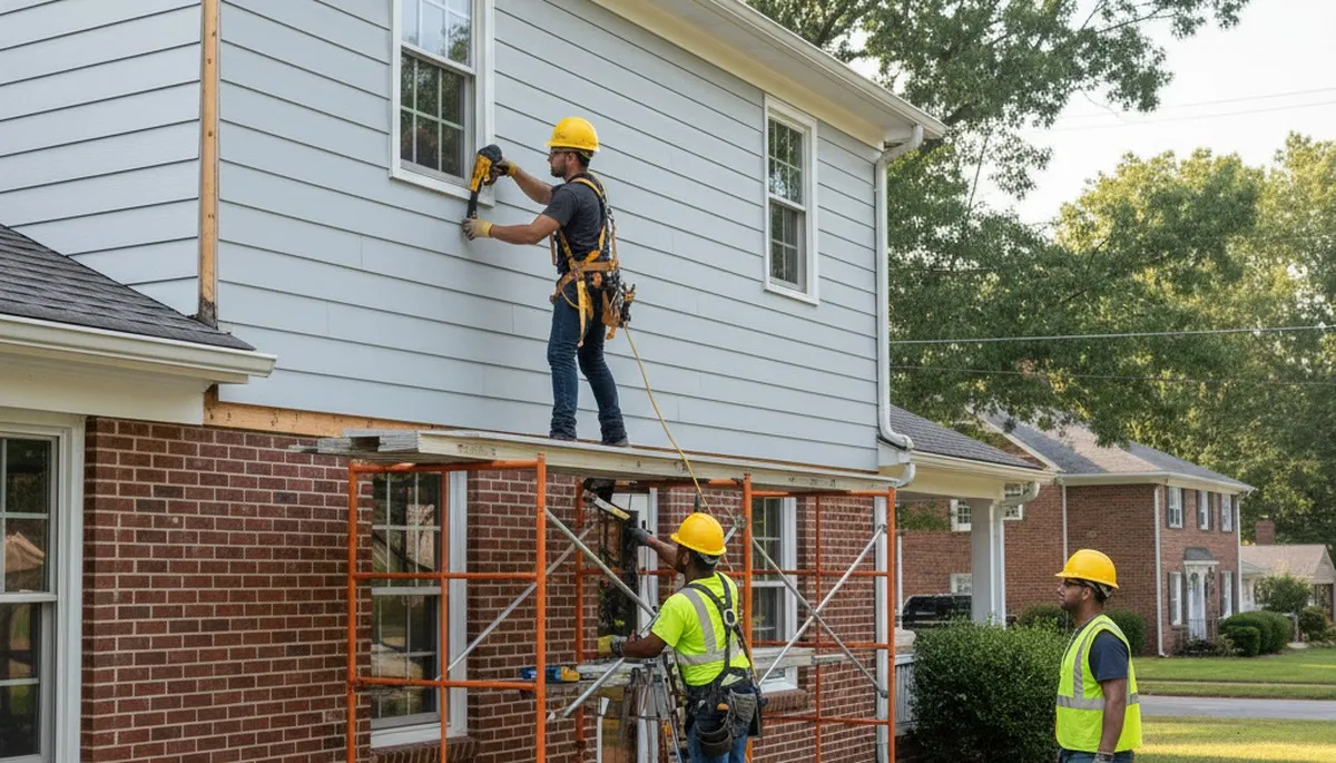 Vinyl siding installation by Greensboro, NC siding contractors for residential homes